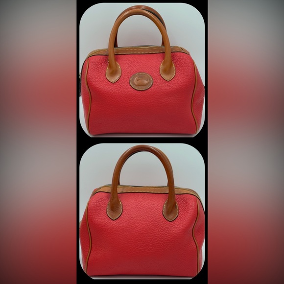 Vintage Dooney & Bourke Red Brown Doctor Satchel Speedy Style Pebbled Leather - Picture 2 of 12